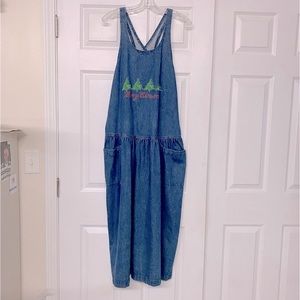 Denim Embroidered Christmas Jumper Maxi Dress Sz S